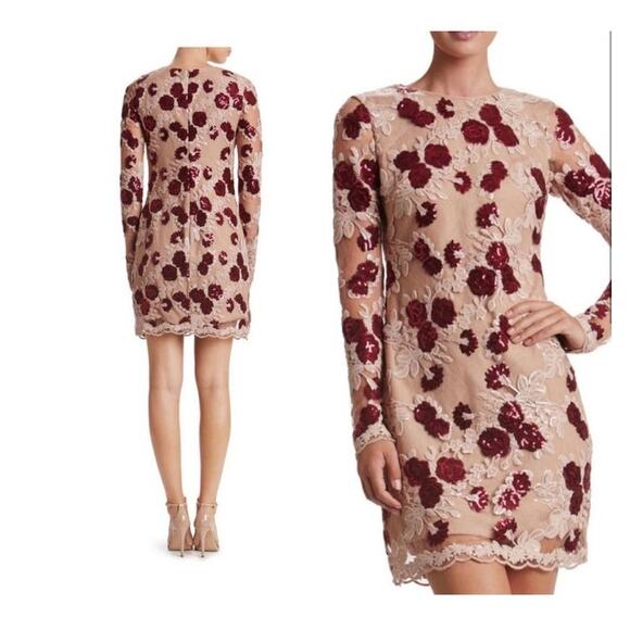 Dress The Population Stephanie Sequin Cocktail Embroidered Mini Dress Size S - Picture 6 of 12
